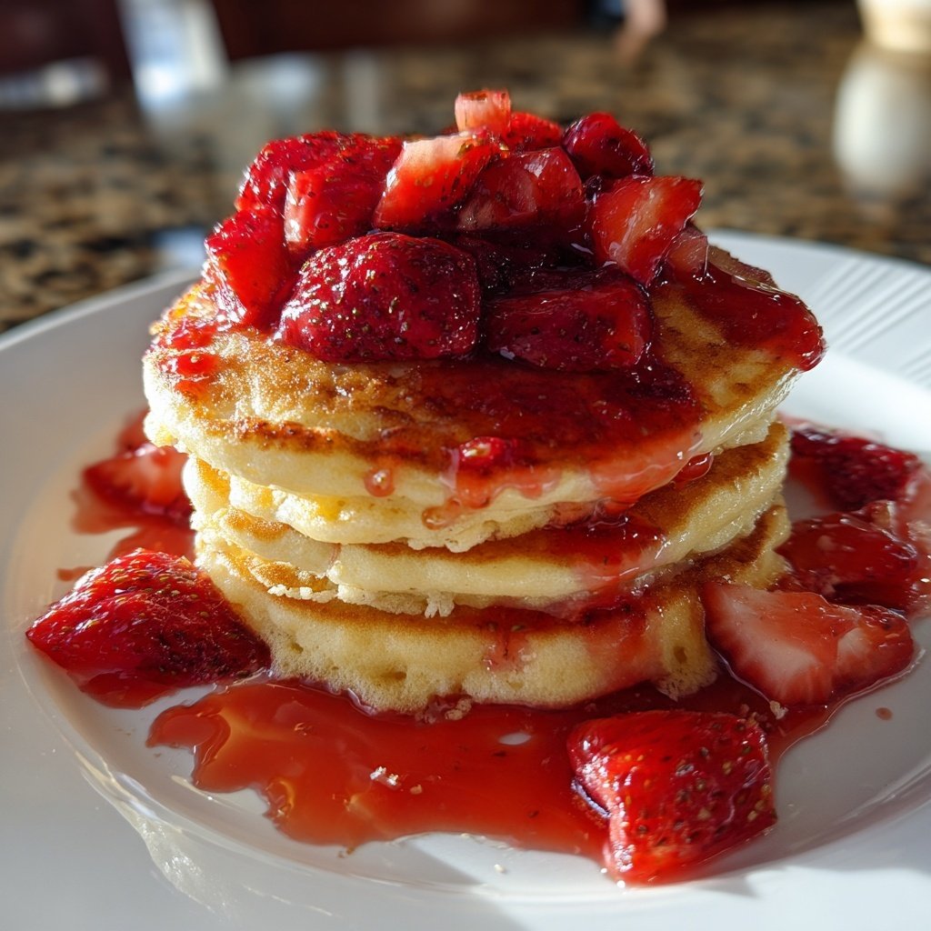 Bottomless Strawberry Pancake Stack