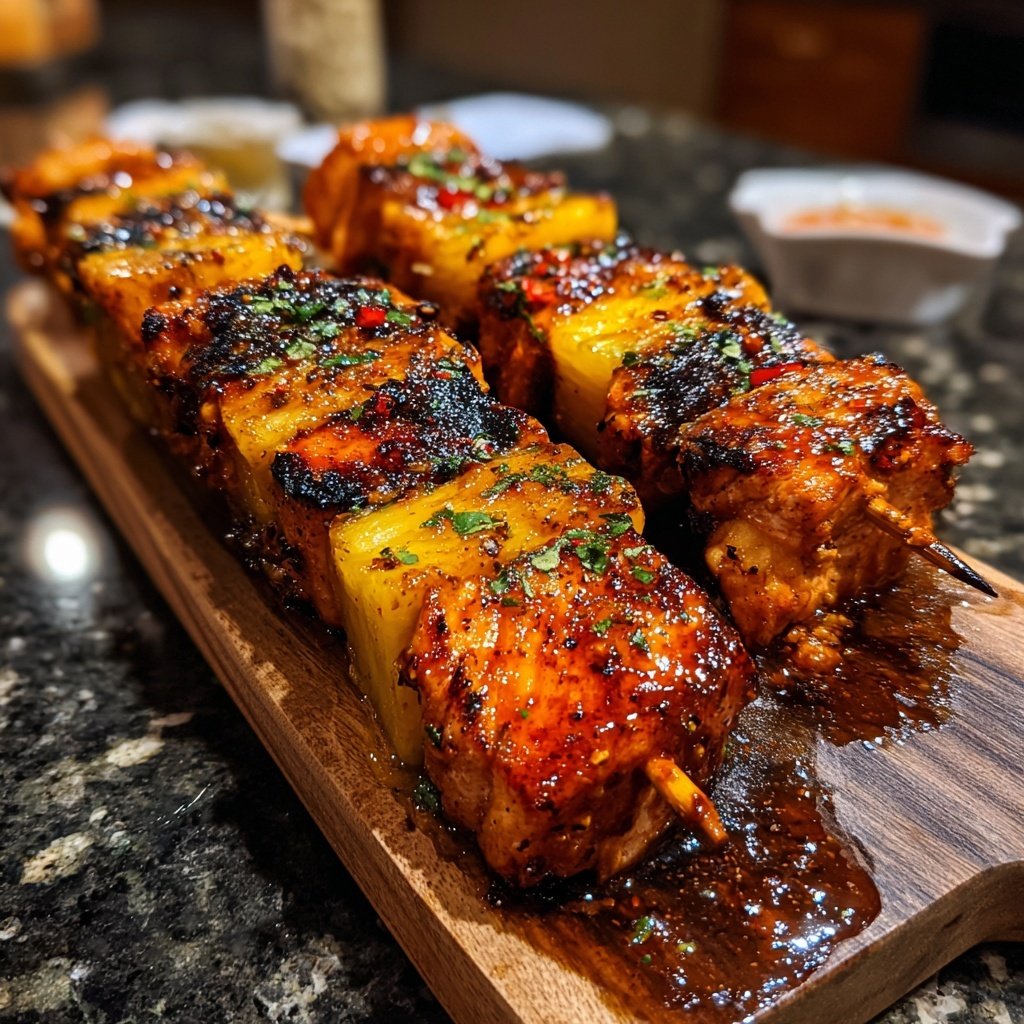 Pineapple Ginger Salmon Kebabs