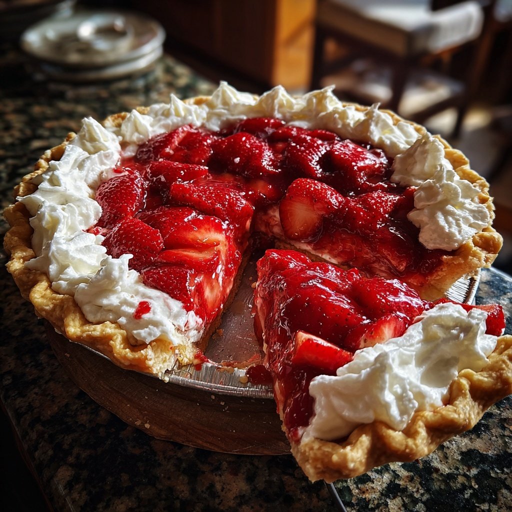 Strawberry Pie with Whipped Cream