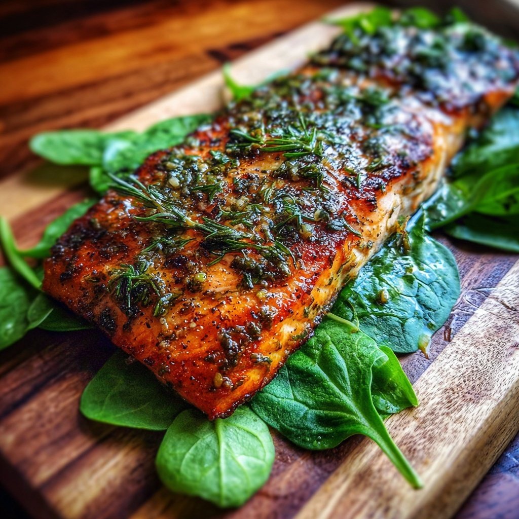 Herb-Infused Salmon and Spinach
